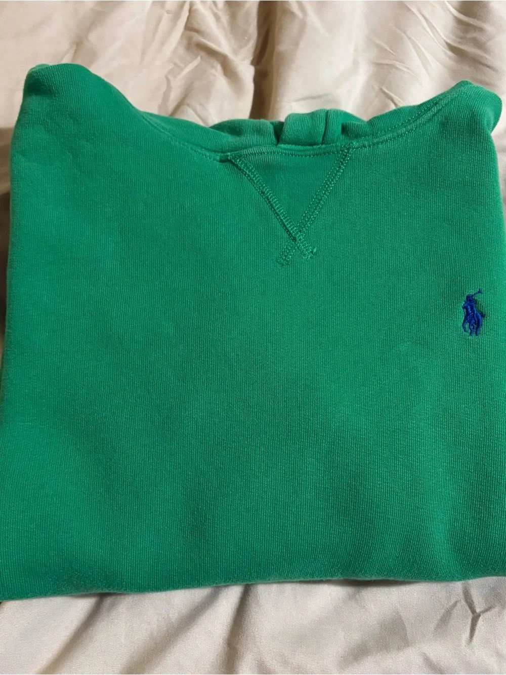 Polo Ralph Lauren Boys Kelly Green Fleece Pullover Hoodie Blue Pony Size L 14-16